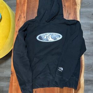Supreme x The North Face Black Hoodie with Mountain Graphic